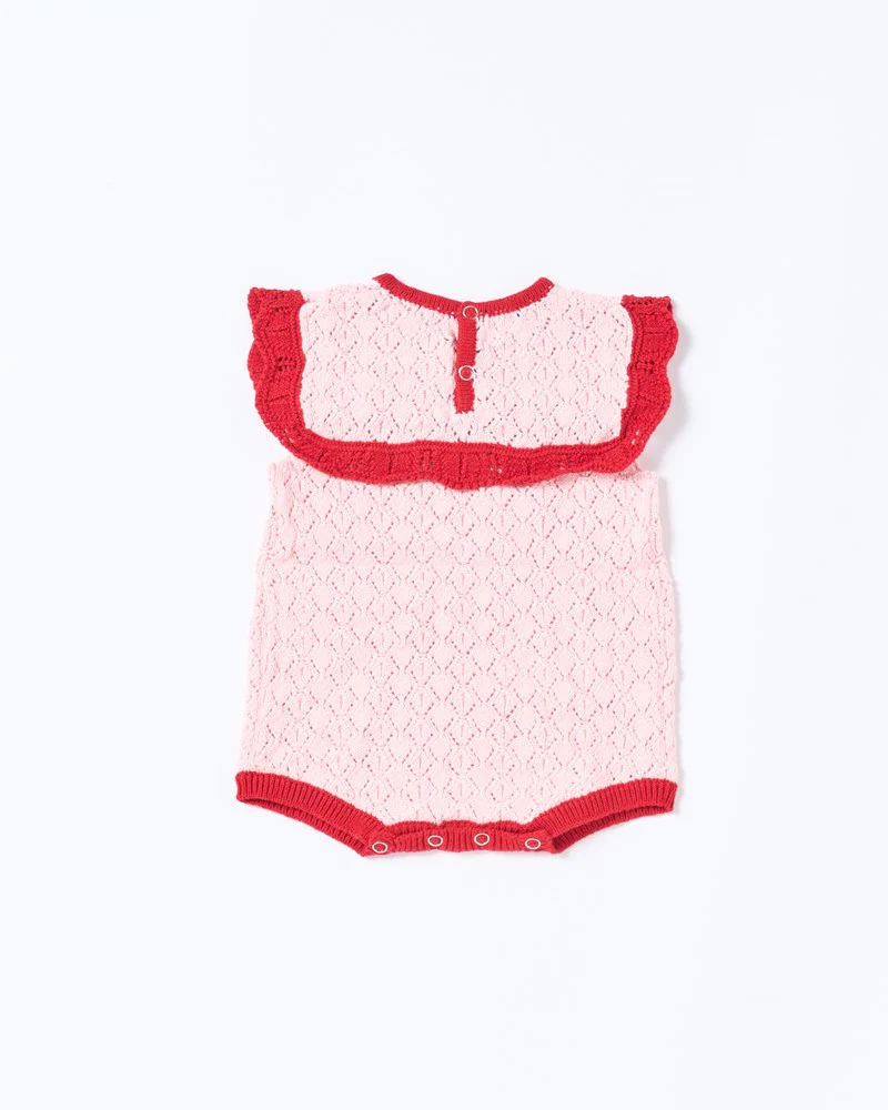 Bella Knit Romper - Red and Pink - Image 2