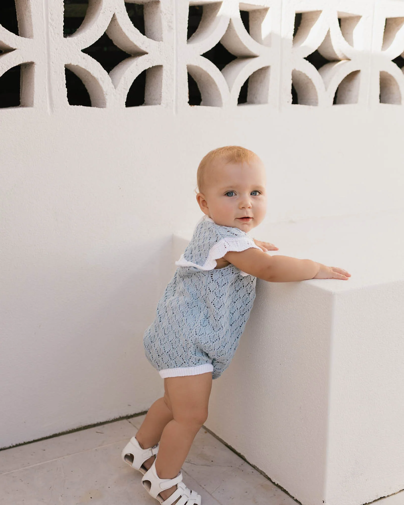 Bella Knit Romper - Blue and White - Image 2
