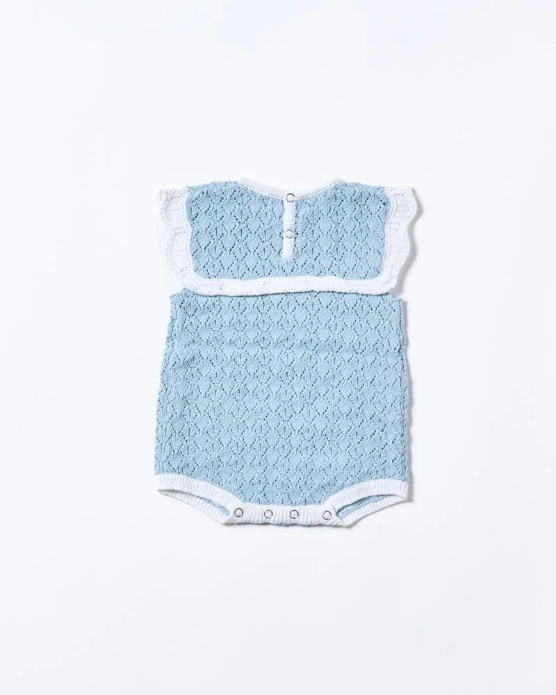 Bella Knit Romper - Blue and White - Image 3