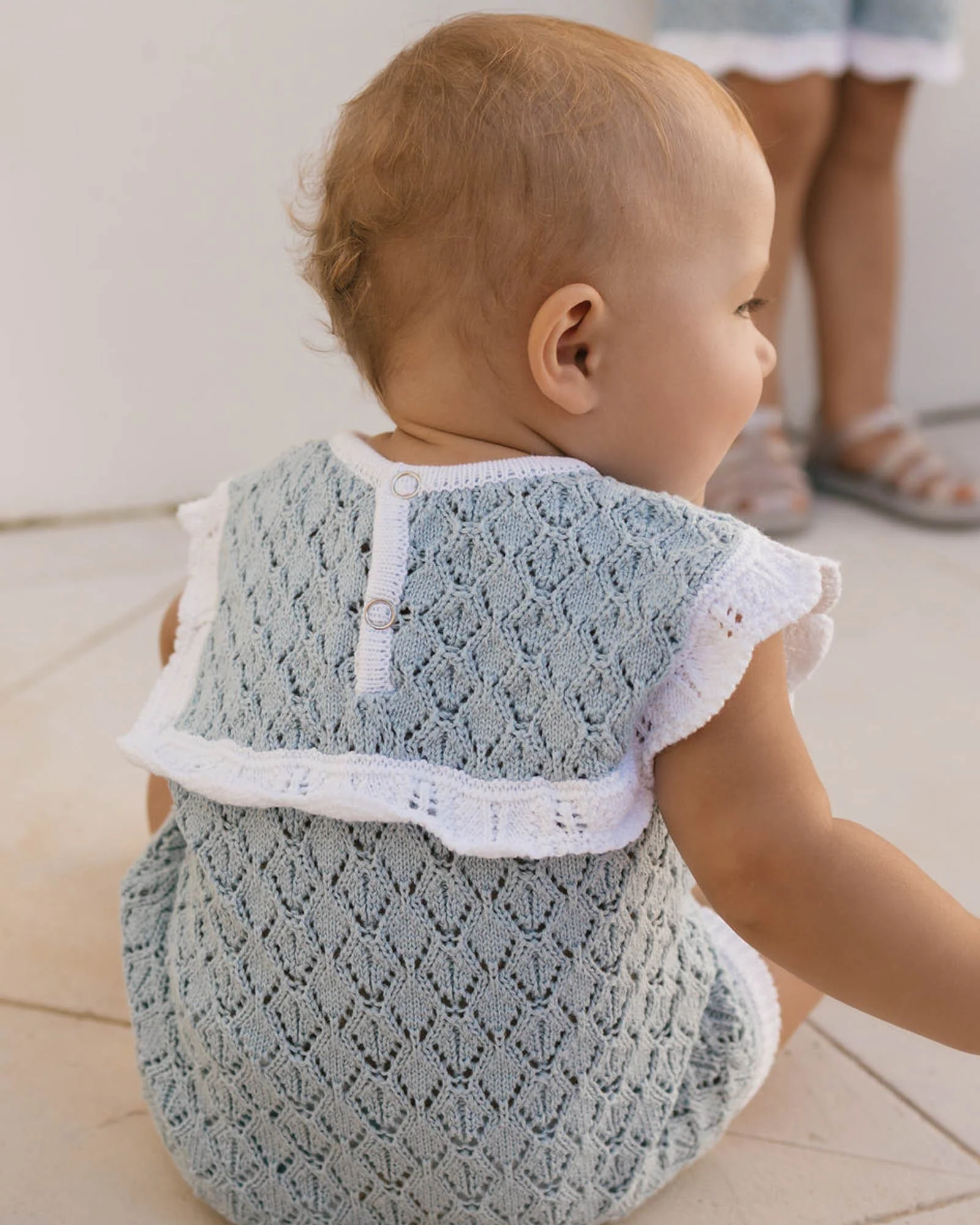 Bella Knit Romper - Blue and White - Image 4