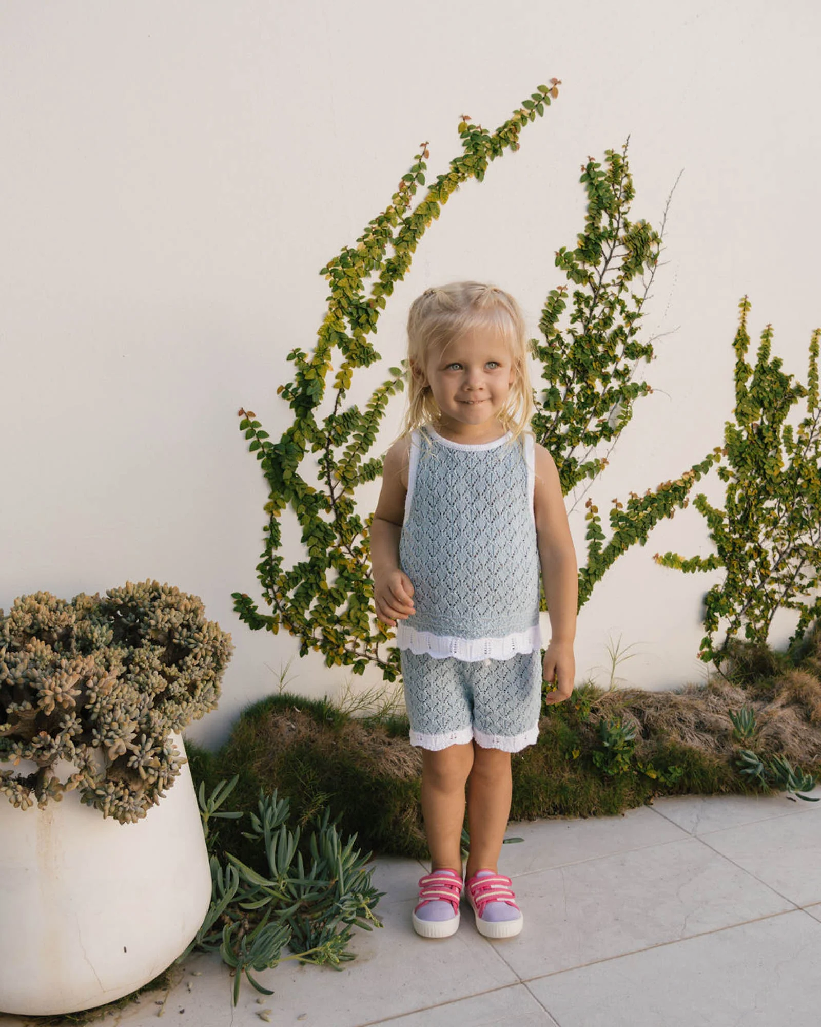 Bella Knit Tank - Blue and White - Image 3