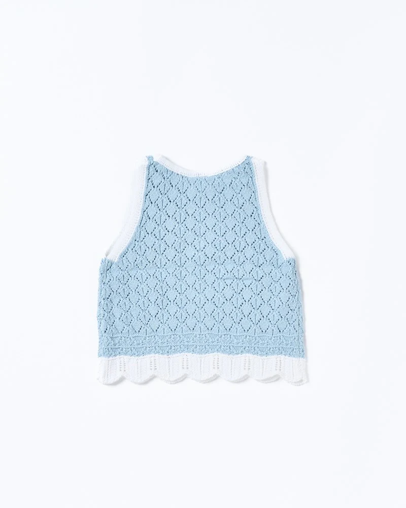 Bella Knit Tank - Blue and White - Image 4