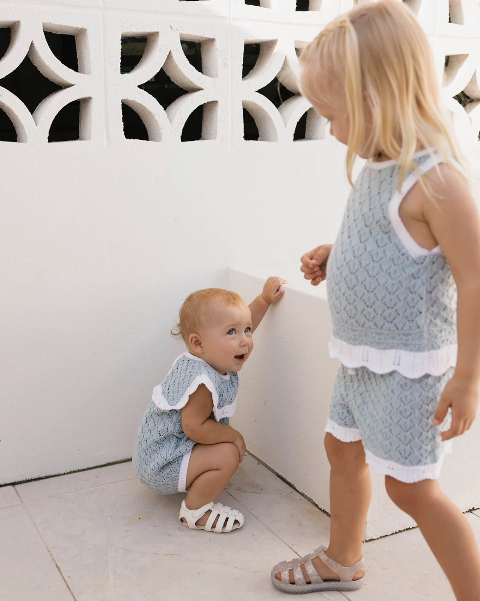 Bella Knit Tank - Blue and White - Image 5