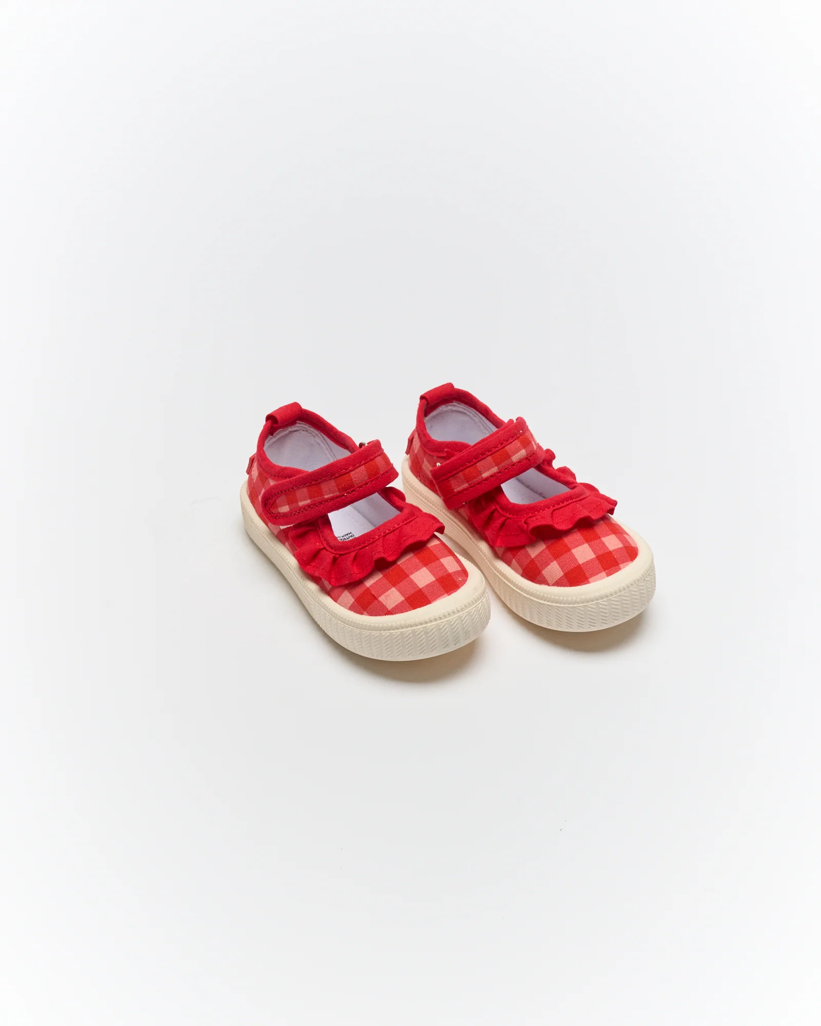 Mary Jane Frill Canvas - Pink Red Gingham - Image 3