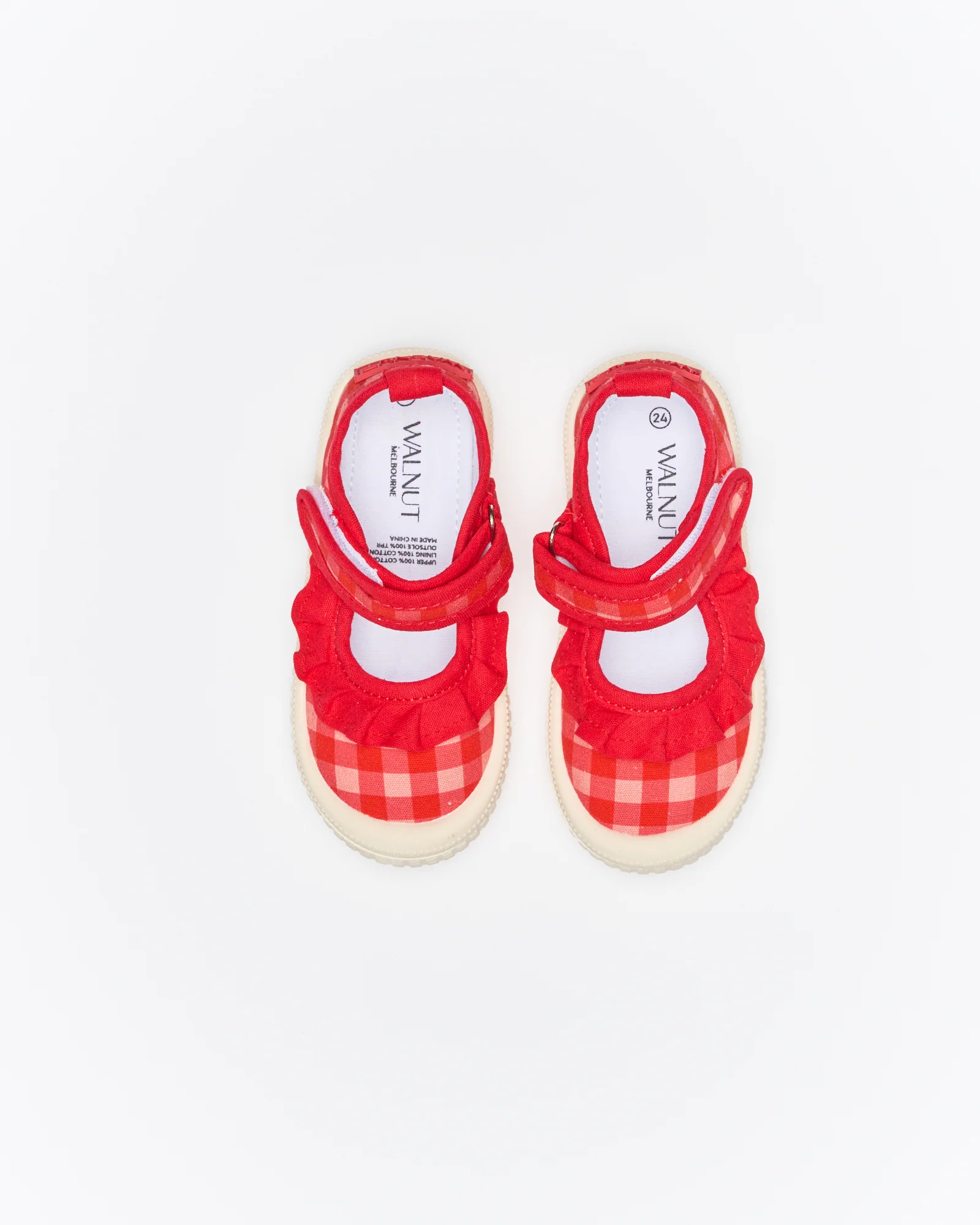 Mary Jane Frill Canvas - Pink Red Gingham - Image 4
