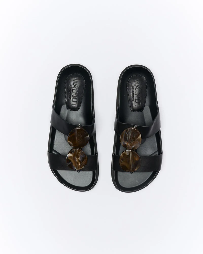 Micah Leather Slide - Black - Image 3