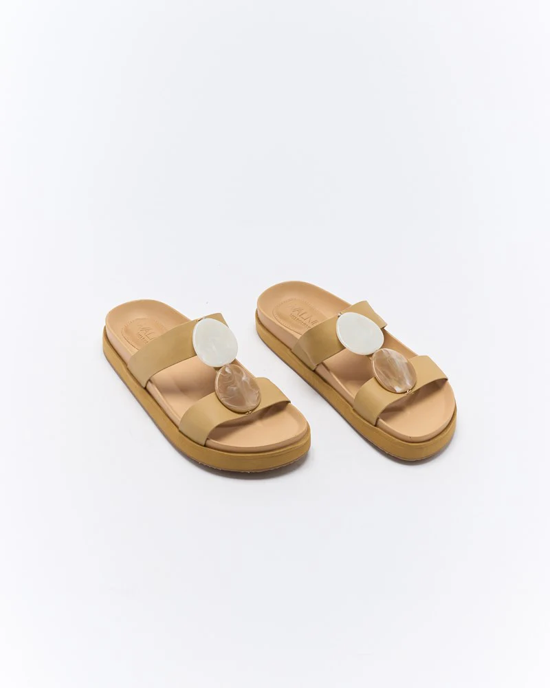 Micah Leather Slide - Biscuit - Image 3