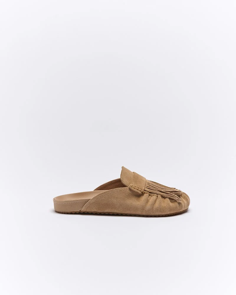 Myla Leather Mule - Camel Suede - Image 2