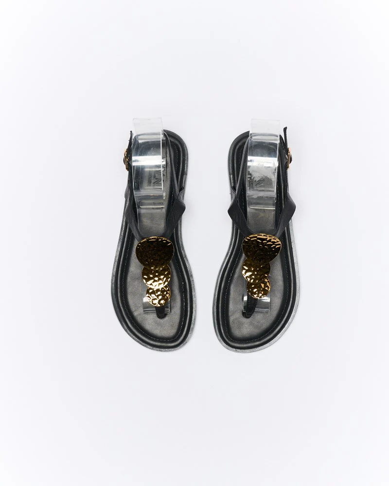 Roxie Leather Sandal - Black - Image 3