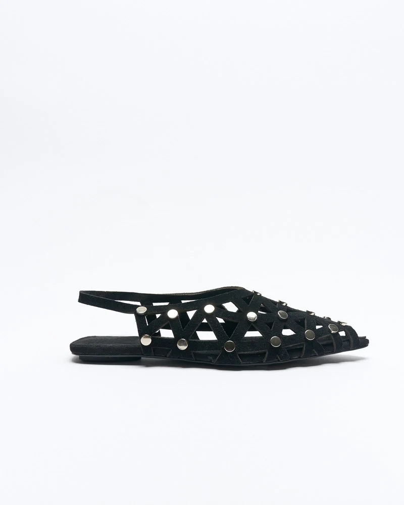 Safia Leather Ballet - Black