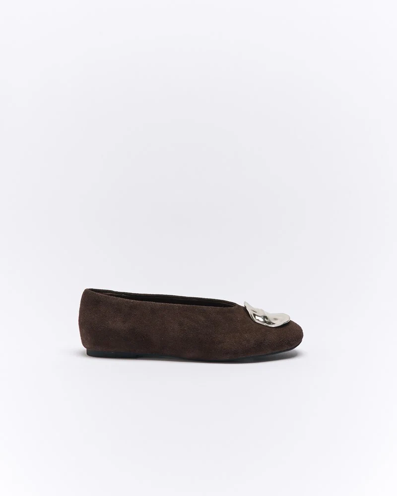Zadie Leather Ballet- Chocolate Suede
