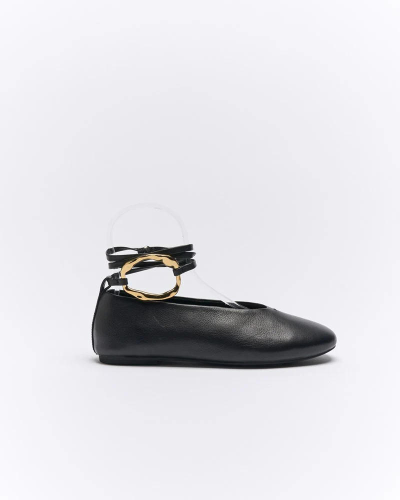 Zinnia Leather Ballet - Black